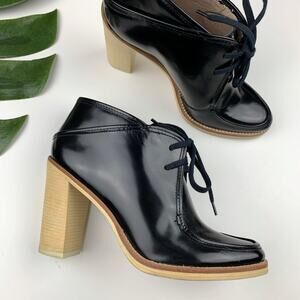 10 Crosby Derek Lam Madeline Boots Black Leather Lace Up Heeled Women's 6